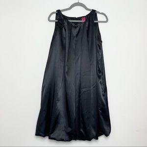 Black Satin Mini Flare/Sack Dress